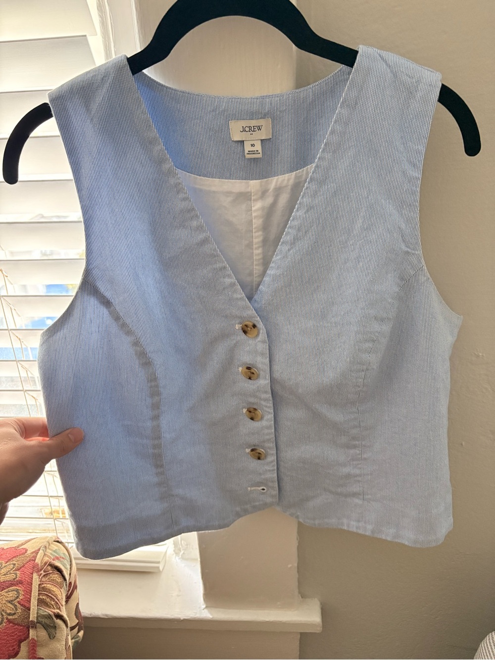 J. Crew Light Blue Button-Front Vest